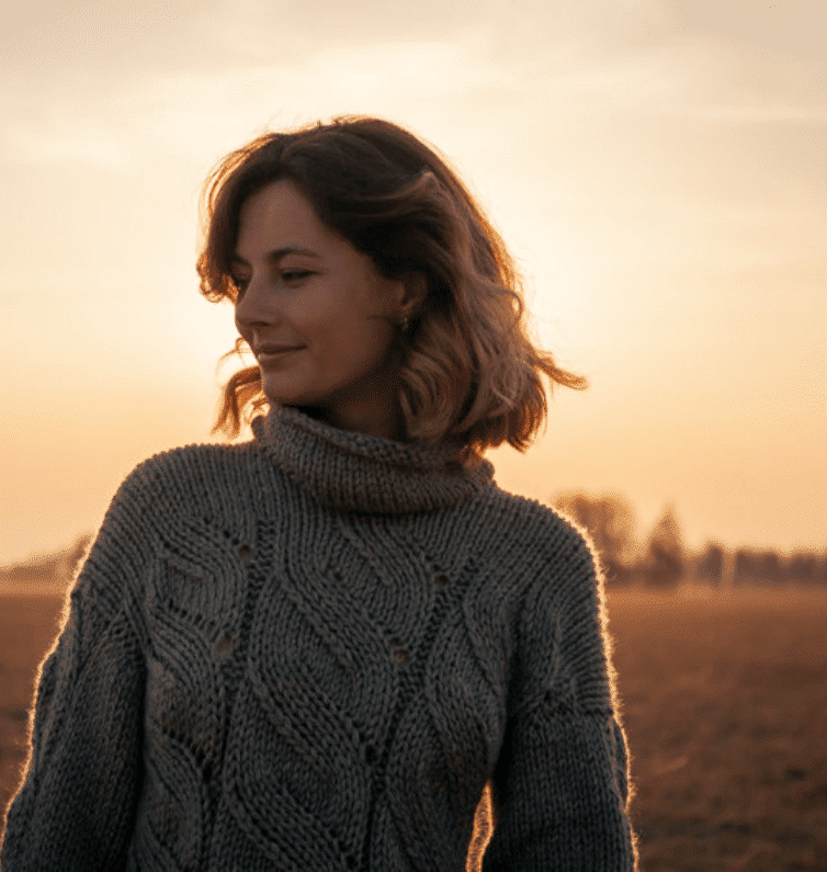 portrait of woman outside during sunset